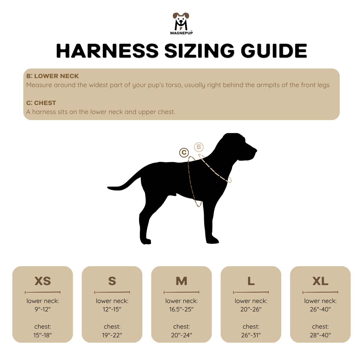 MAGNEPUP sizing guide chart