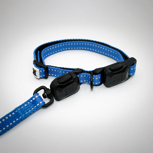 Slim collar and leash set in Cobalt Blue