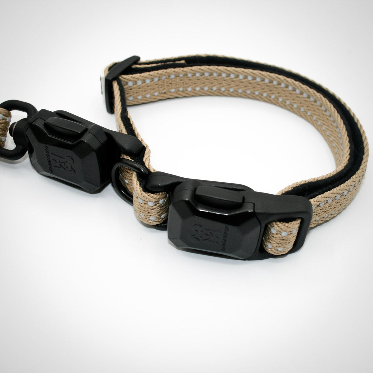 Slim collar and leash set in Desert Tan