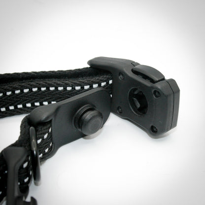 Onyx Black Slim collar — buckle open