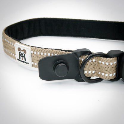Desert Tan Standard collar with the Standard leash clicked on