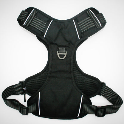 Onyx Black Standard Harness — back with grab handle and D-ring