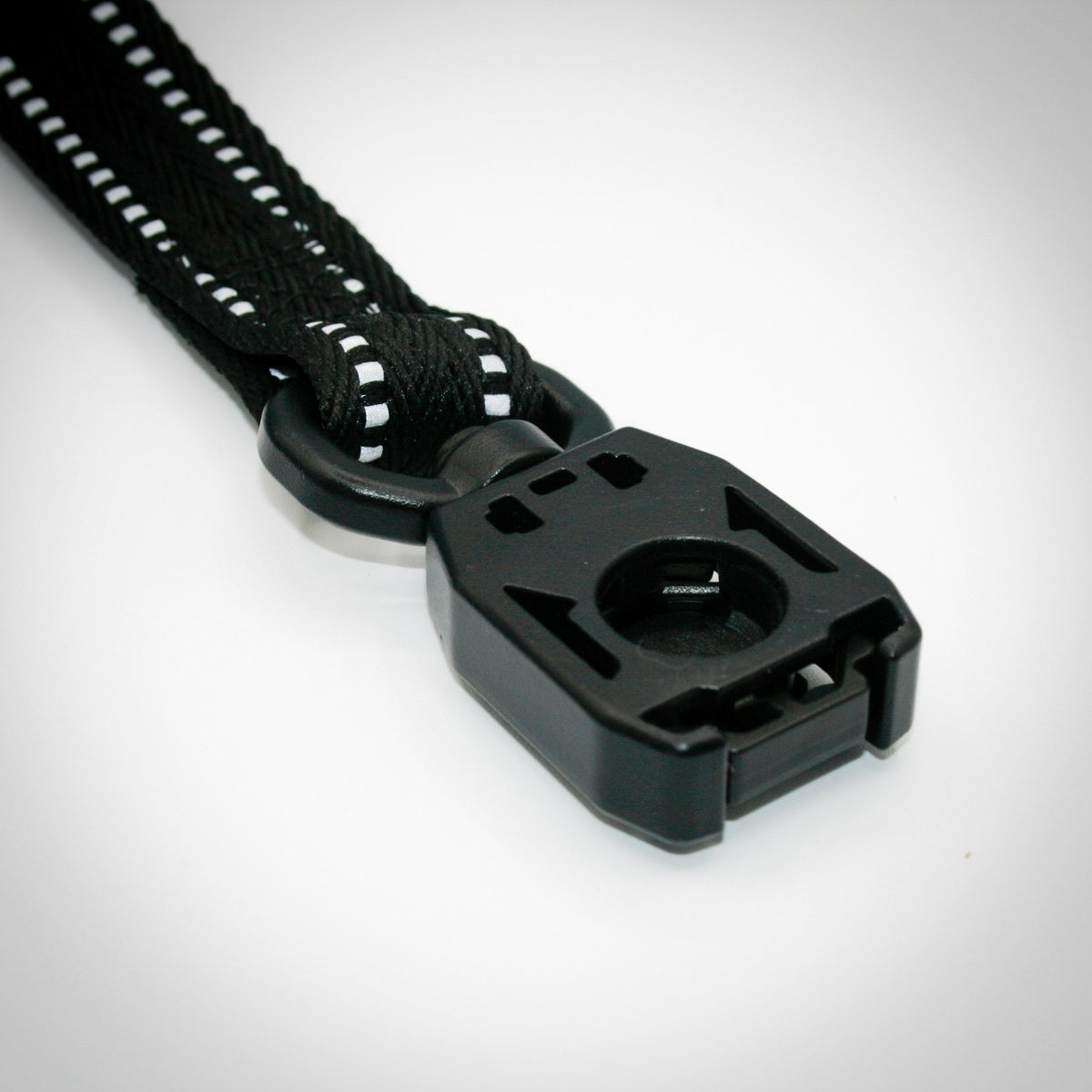 Onyx Black Standard leash — buckle, top view