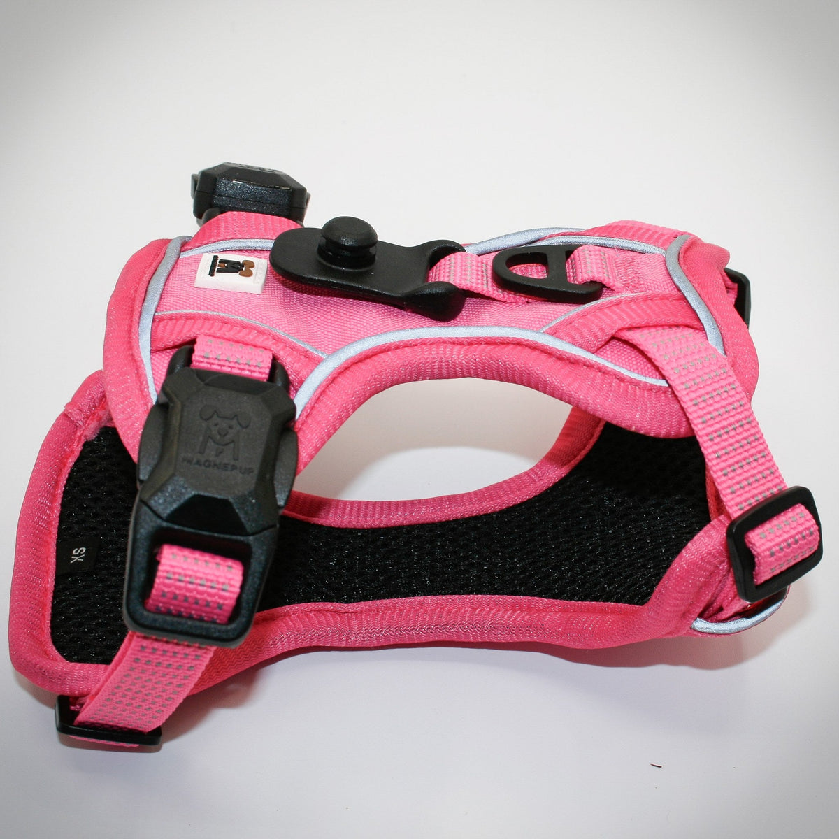 Pink XS Harness magnetic buckle close-up